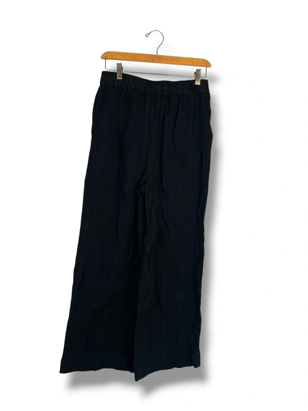 Free People Banita Black Endless Summer Wide leg Pants Pull On S Linen Cotton